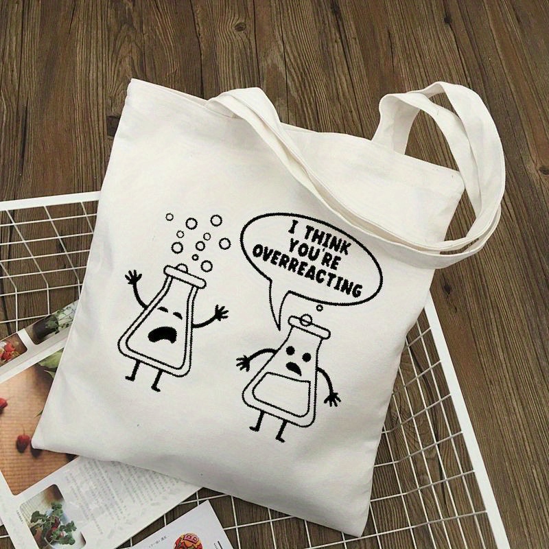 White Canvas Tote Bag Cartoon  - Medical Lab Day ulasan dan harga