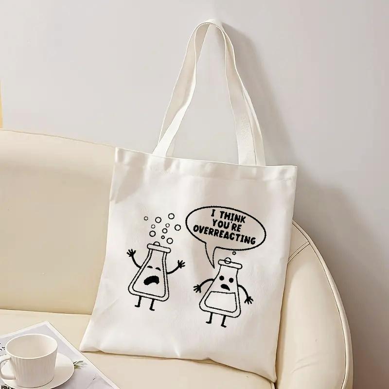 White Canvas Tote Bag Cartoon  - Medical Lab Day ulasan dan harga