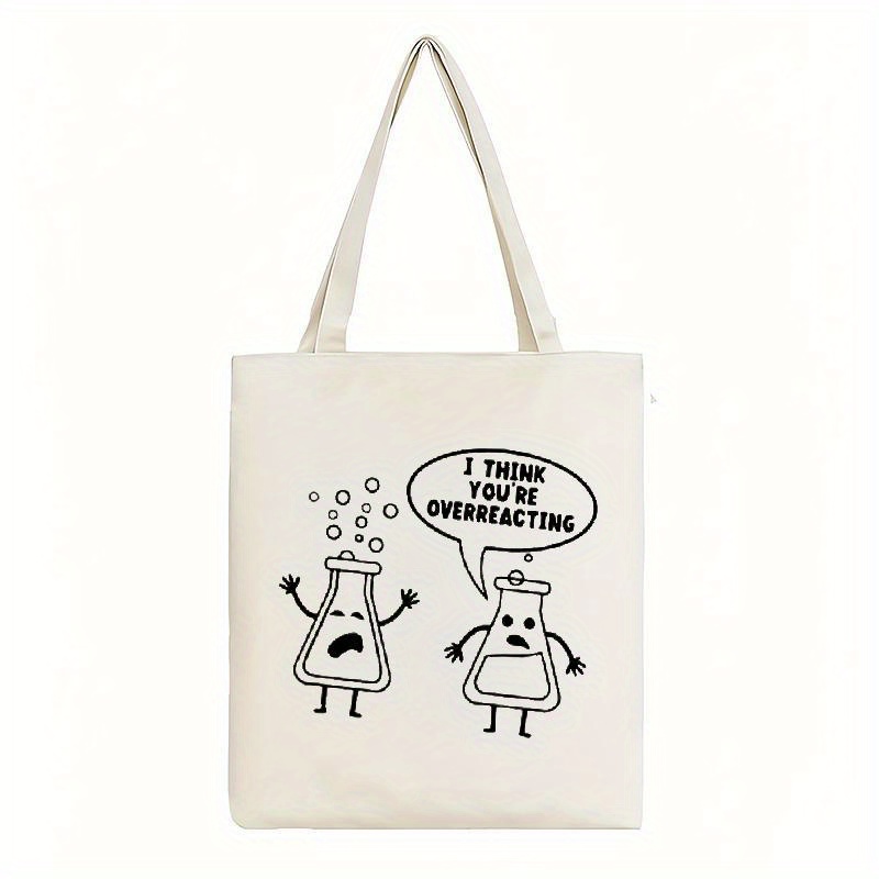 White Canvas Tote Bag Cartoon  - Medical Lab Day ulasan dan harga